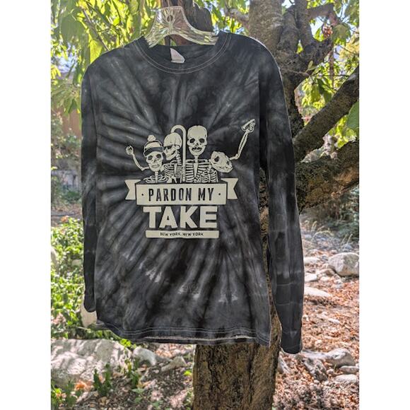 Barstool Sports Pardon My Take T Shirt Long Sleeve Tie Dye New York Gray Small0 - Picture 1 of 5